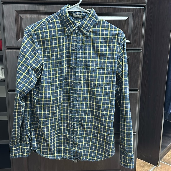 Slim J Crew Flannel Blue Green & Yellow - Picture 1 of 4